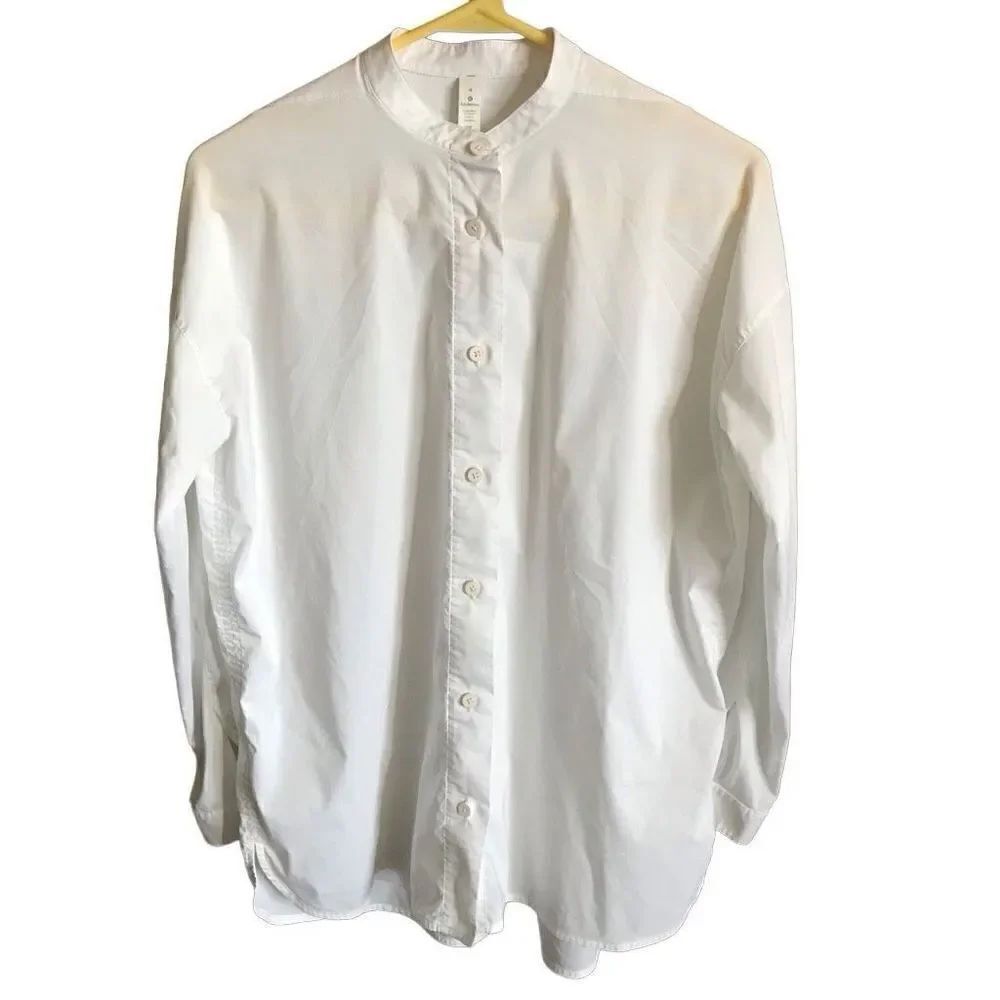 Lululemon women’s button down blouse top crisp white size 4 business casual